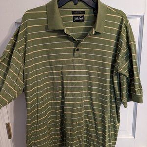 John Daly Comfort Wear Mercerized Cotton Olive Green Stripe Golf Polo Mens sz XL